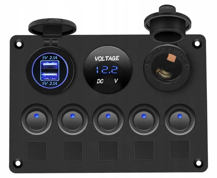 MARINE BOAT PANEL DIGITAL VOLTMETER DUAL USB PORTS 12V Product image