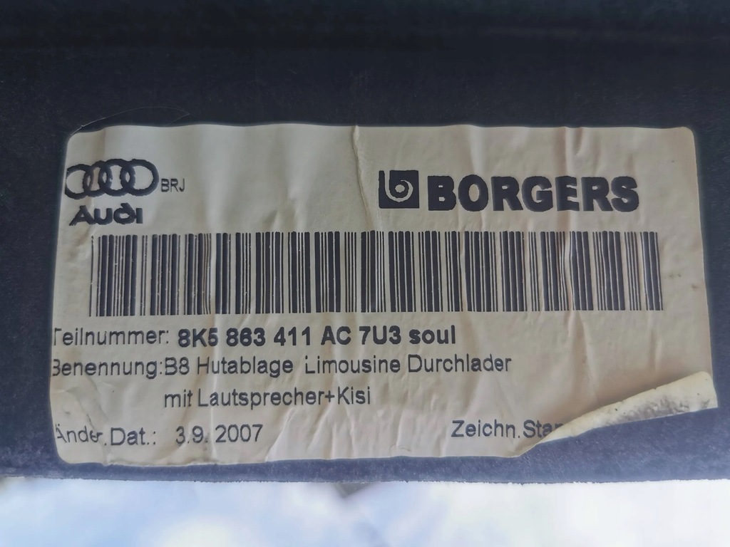 AUDI A4 B8 KOFFERRAUM REGAL HINTEN EUROPA 8K5863411AC SEDAN Product image
