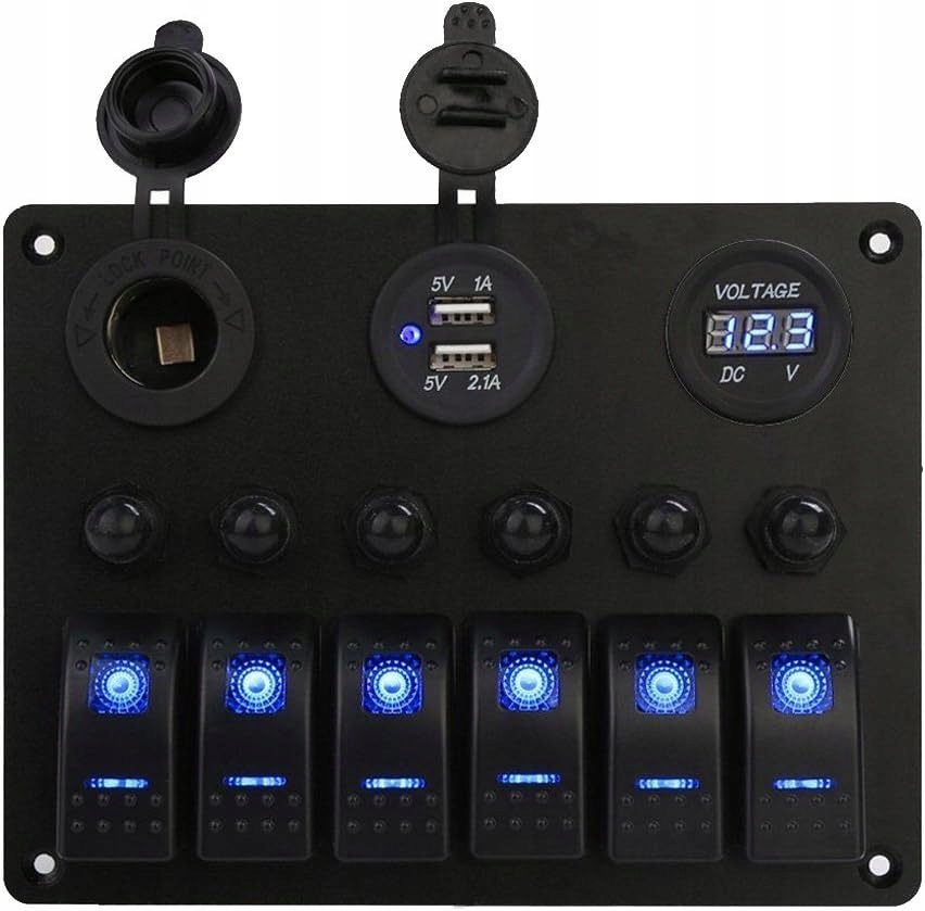 MARINE BOAT PANEL DIGITAL VOLTMETER DUAL USB PORTS 12V Product image