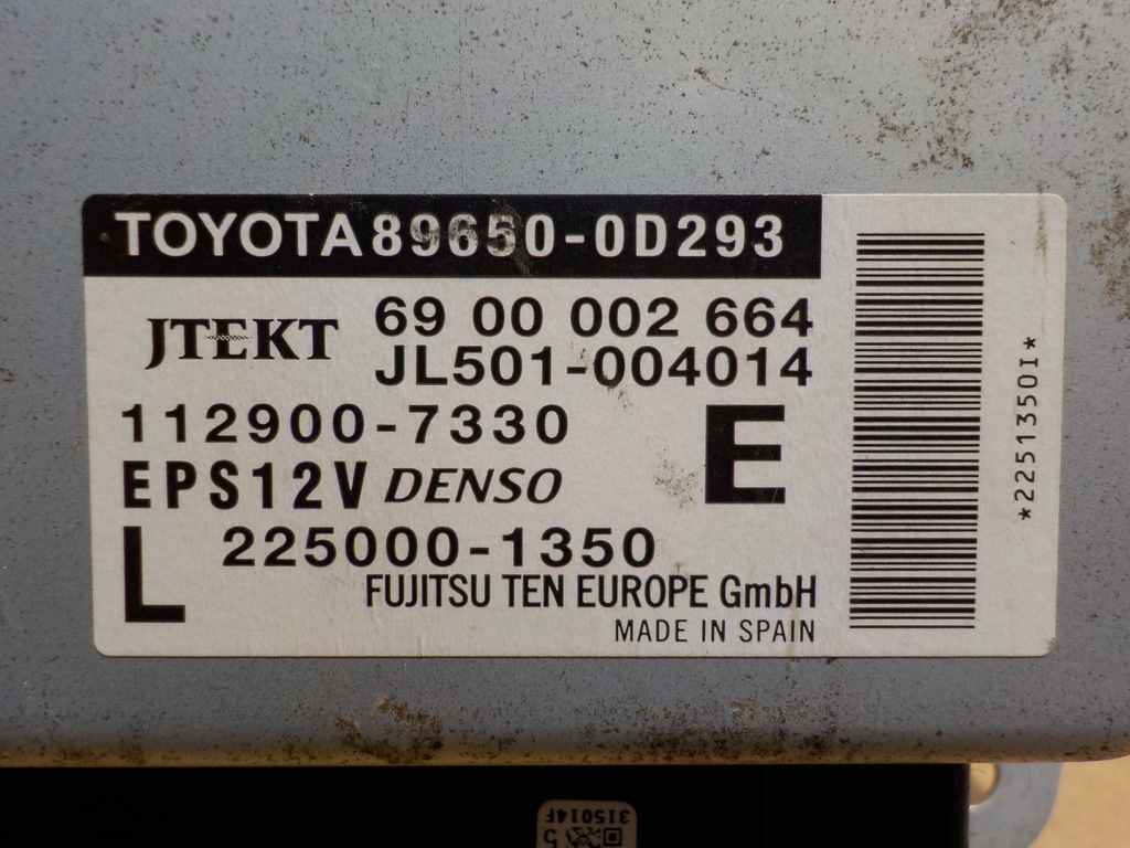TOYOTA YARIS III 2013R D4D SERVOLENKUNGSMODUL 89650-0D293 Product image