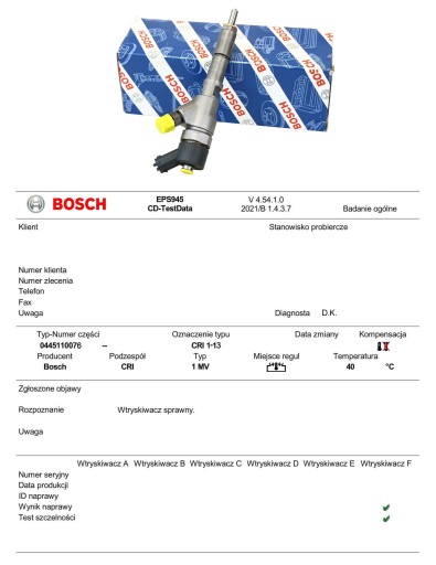 BOSCH INJEKTOR 0445110076 Garantie 2 Jahre