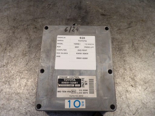 Toyota Yaris I Computer, Controller 89661-52081 211000-5991