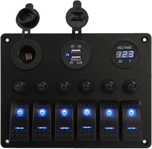 MARINE BOAT PANEL DIGITAL VOLTMETER DUAL USB PORTS 12V